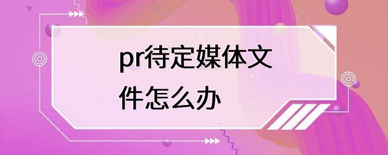 pr待定媒体文件怎么办