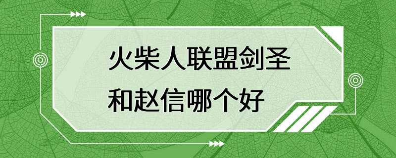 火柴人联盟剑圣和赵信哪个好