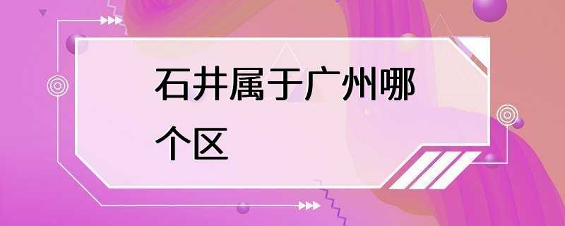 石井属于广州哪个区