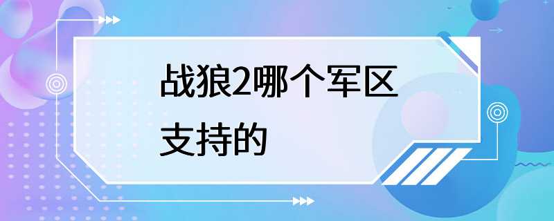 战狼2哪个军区支持的