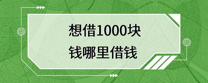 想借1000块钱哪里借钱