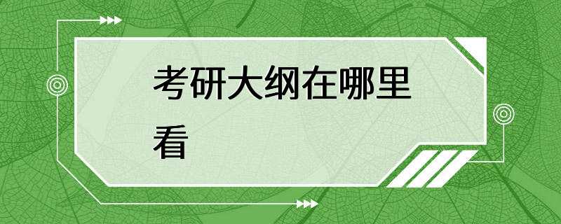 考研大纲在哪里看