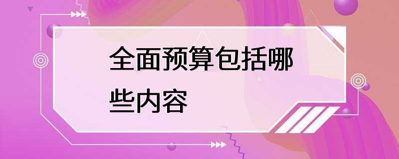 全面预算包括哪些内容