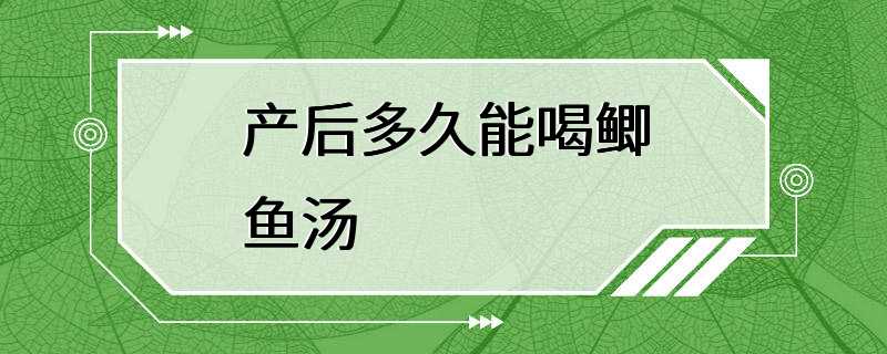 产后多久能喝鲫鱼汤