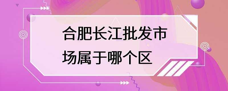 合肥长江批发市场属于哪个区