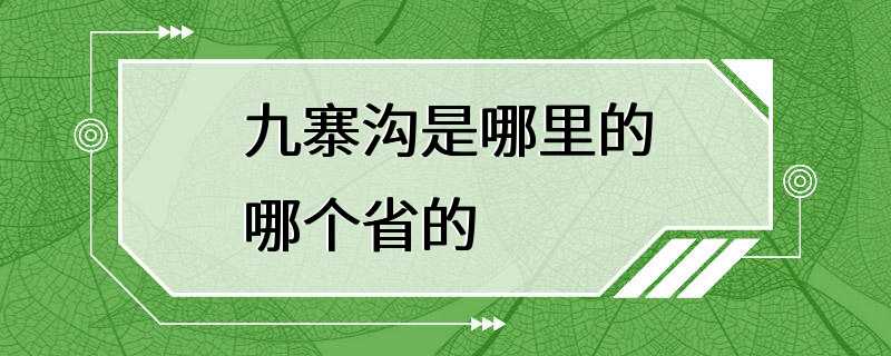 九寨沟是哪里的哪个省的