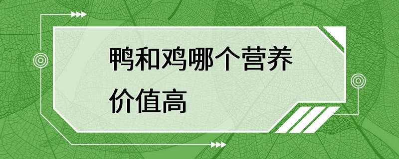 鸭和鸡哪个营养价值高