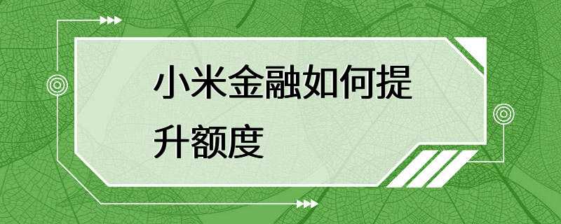 小米金融如何提升额度