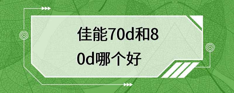 佳能70d和80d哪个好