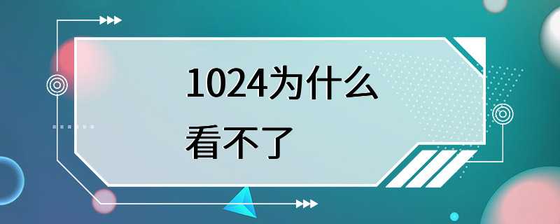 1024为什么看不了