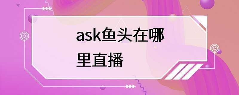 ask鱼头在哪里直播