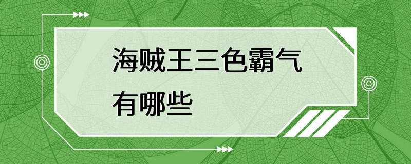 海贼王三色霸气有哪些