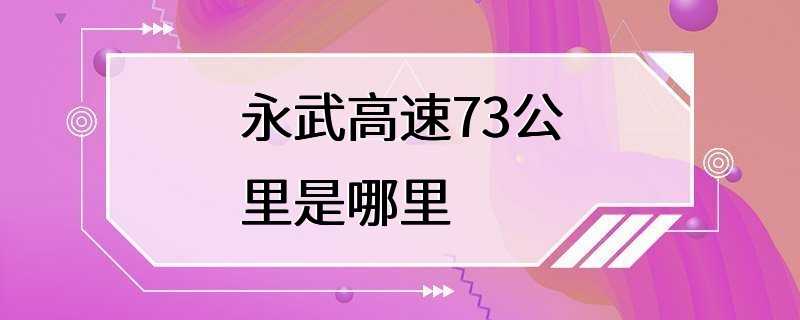 永武高速73公里是哪里