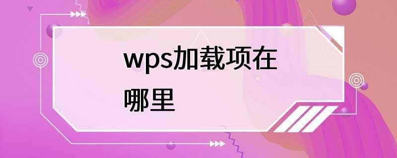 wps加载项在哪里