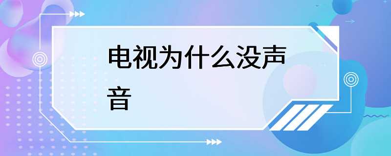 电视为什么没声音