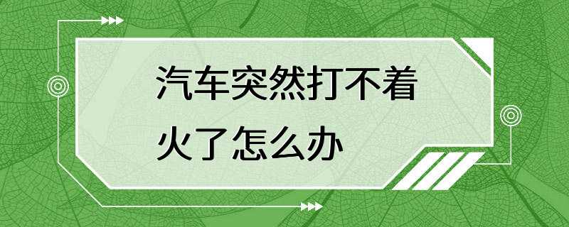 汽车突然打不着火了怎么办