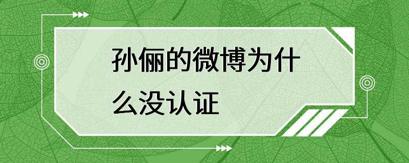 孙俪的微博为什么没认证