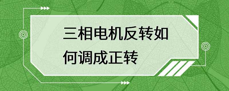 三相电机反转如何调成正转