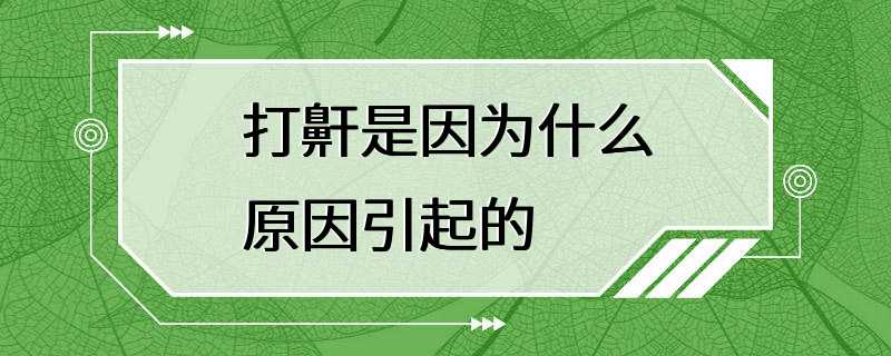 打鼾是因为什么原因引起的