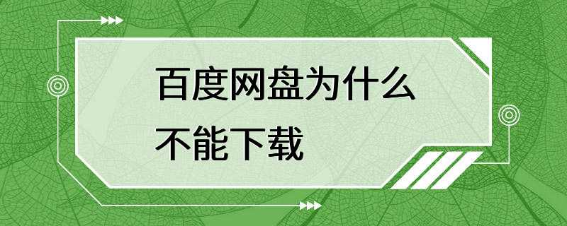 百度网盘为什么不能下载