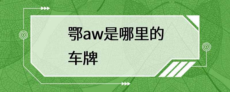 鄂aw是哪里的车牌