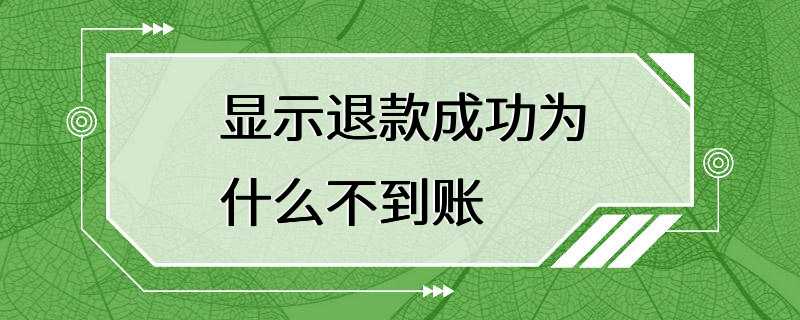 显示退款成功为什么不到账