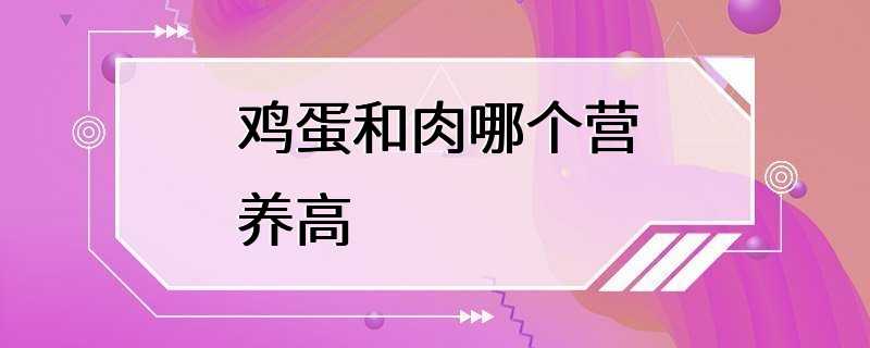 鸡蛋和肉哪个营养高