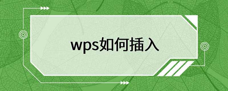 wps如何插入