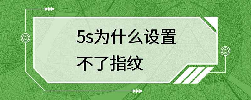 5s为什么设置不了指纹