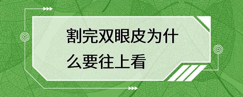 割完双眼皮为什么要往上看