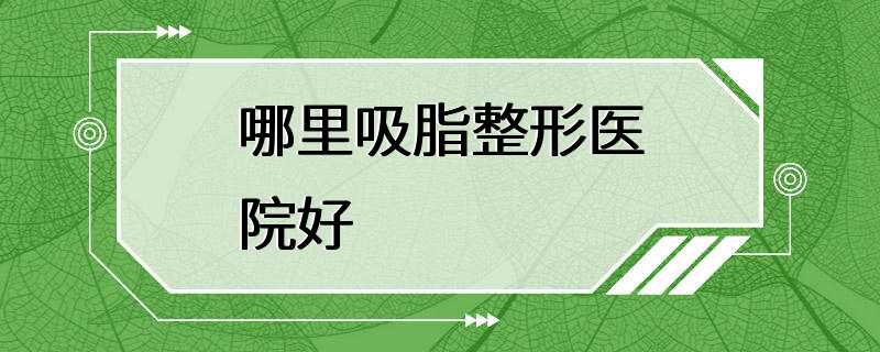 哪里吸脂整形医院好