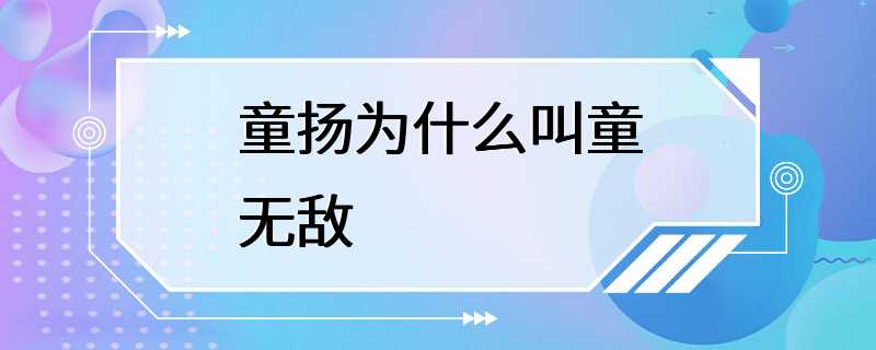 童扬为什么叫童无敌