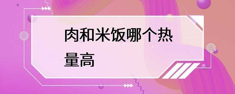 肉和米饭哪个热量高