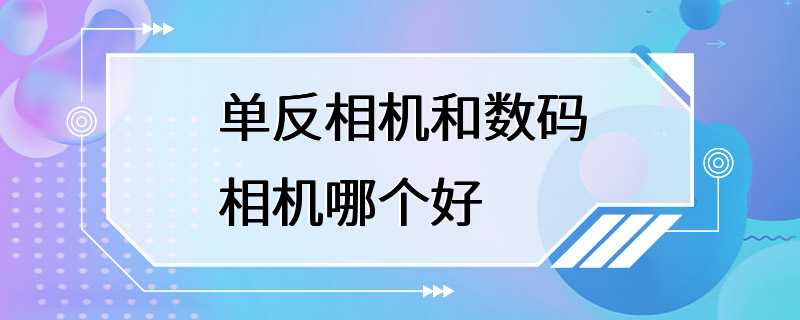 单反相机和数码相机哪个好