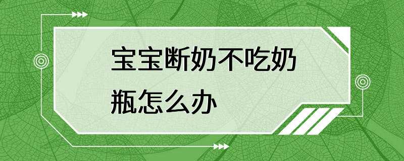 宝宝断奶不吃奶瓶怎么办