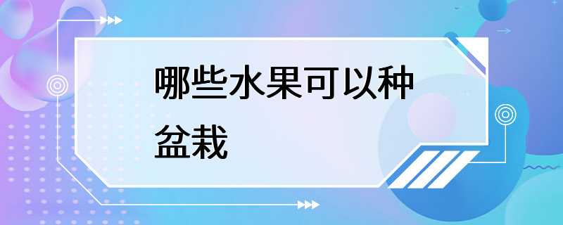 哪些水果可以种盆栽