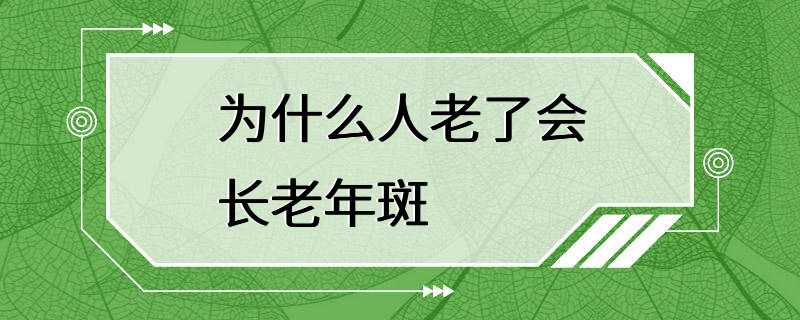 为什么人老了会长老年斑