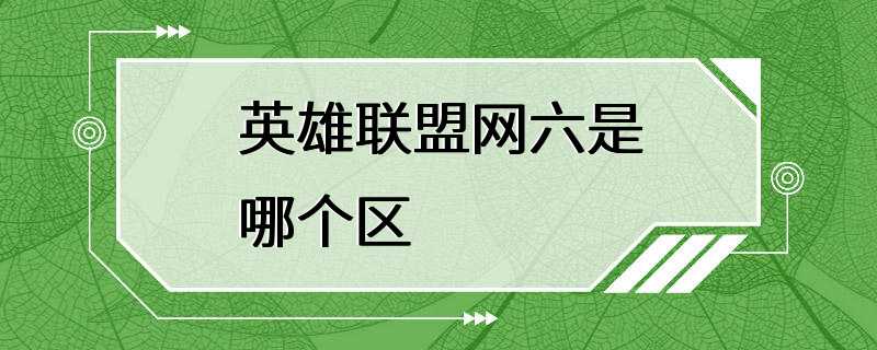 英雄联盟网六是哪个区