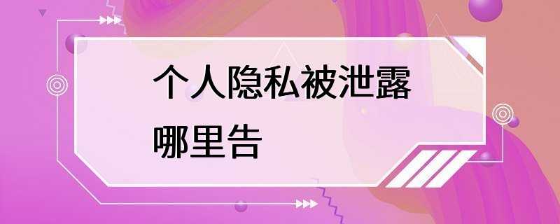 个人隐私被泄露哪里告