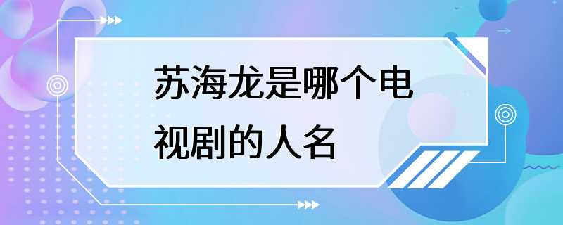 苏海龙是哪个电视剧的人名