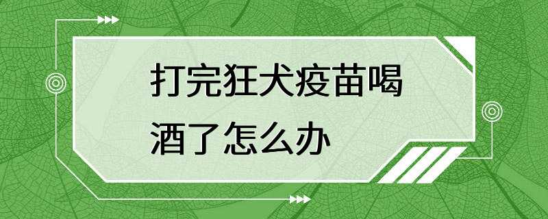 打完狂犬疫苗喝酒了怎么办