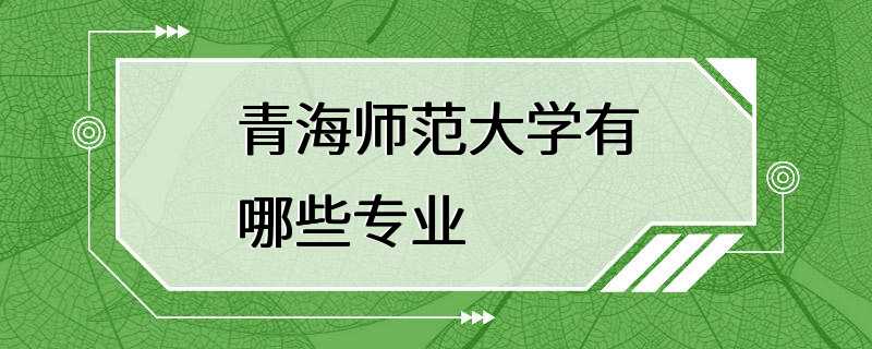 青海师范大学有哪些专业