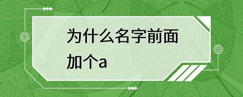 为什么名字前面加个a