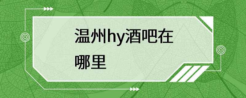 温州hy酒吧在哪里