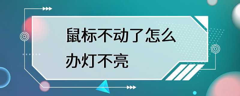 鼠标不动了怎么办灯不亮