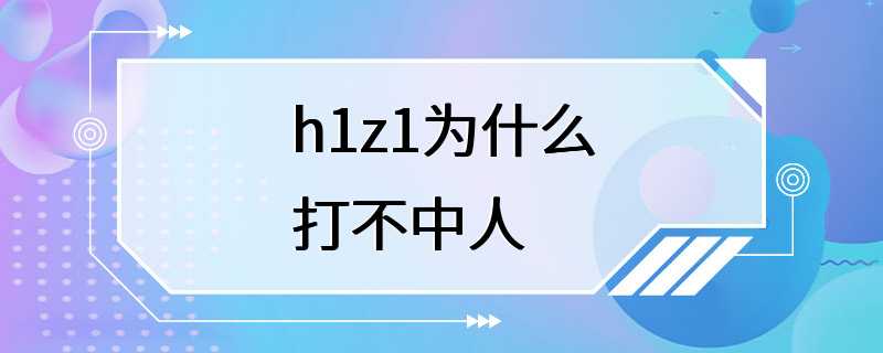 h1z1为什么打不中人