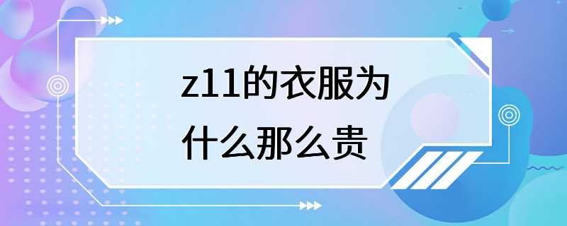 z11的衣服为什么那么贵