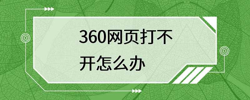 360网页打不开怎么办