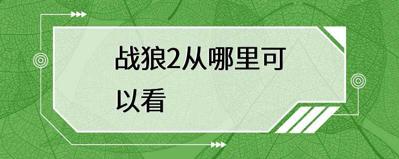 战狼2从哪里可以看