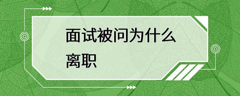 面试被问为什么离职